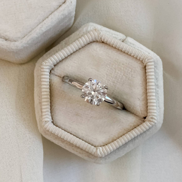1ct Moissanite Round Solitaire Engagement Ring - Picture 2 of 12